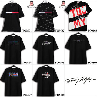Áo Thun Tommy Hilfiger Logo Thêu Chữ Kí Unisex Cotton Cao Cấp, Áo Thun Nam Nữ Tay Lỡ