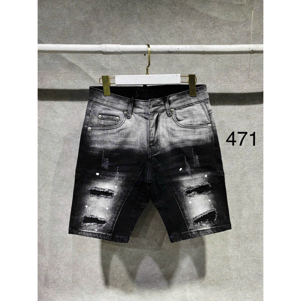 Quần short jean nam 2 Đáy Đen Trơn và rách xước nhẹ Co dãn tốt mẫu mới phong cách thời trang cao cấp 2K_STORE