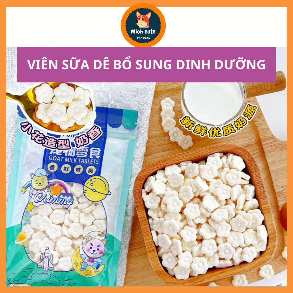 Viên sữa dê dành cho chó bố sung canxi đồ ăn vặt cho chó Gói 100g