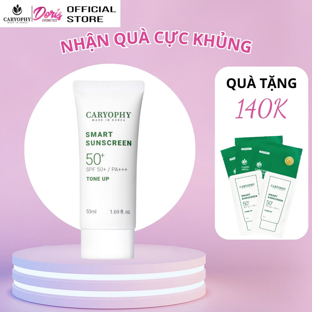 Kem chống nắng cho da dầu mụn thâm Caryophy Smart Sunscreen Tone Up SPF50+/PA+++ 50ML
