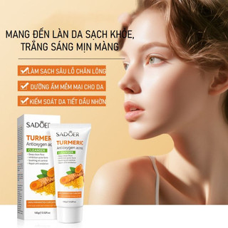 [Chính Hãng Sadoer] Sữa Rửa Mặt Chiết Xuất Nghệ Turmeric 100g SADOER, Loại Bỏ Bụi Bẩn, Bã Nhờn Tận Sâu Lỗ Chân Lông