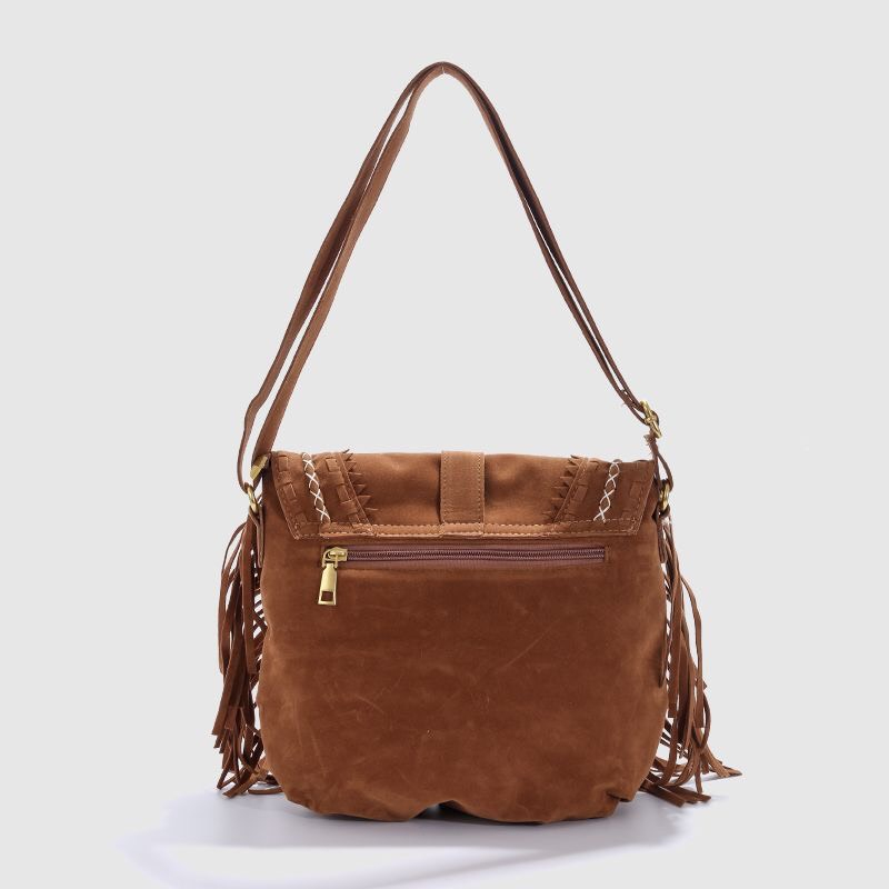 Túi đeo chéo da lộn phối tua rua phong cách âu mỹ mã T16a