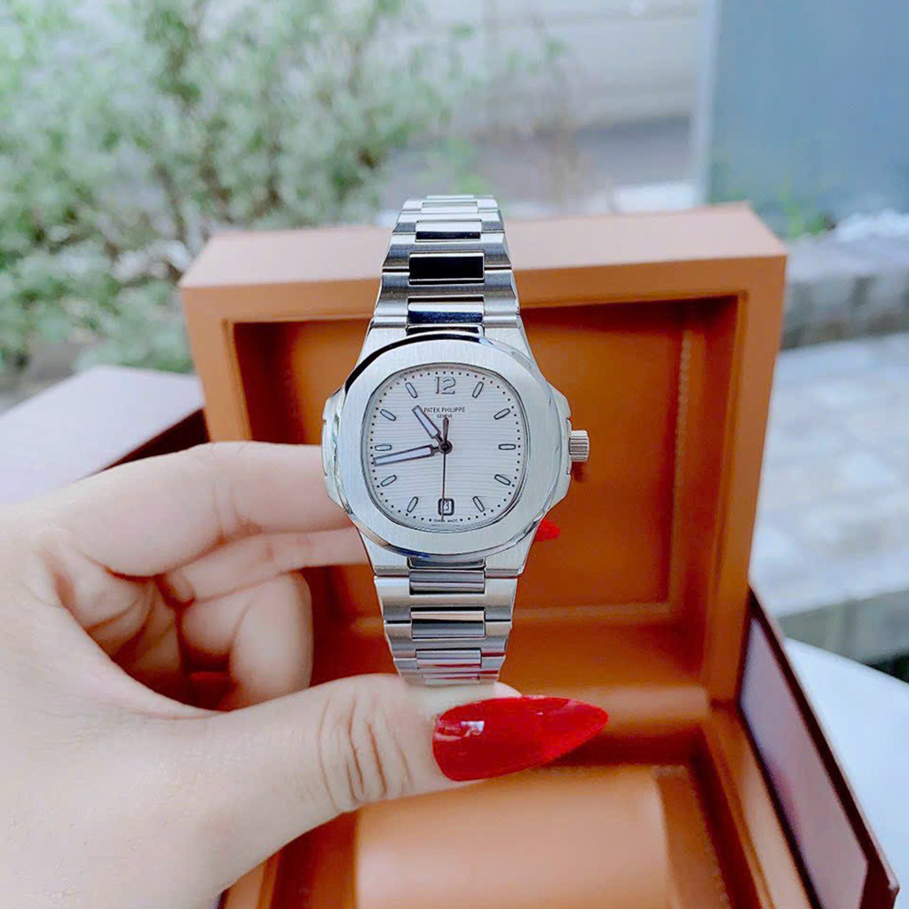 Đồng Hồ Nữ Patek Philippe Nautilus Máy Nhật, ViềnTrơn, Kính Saphire sang trọng, Chống Nước 5ATM, Full Box Hãng