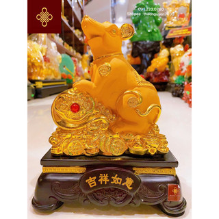 Tượng chuột kim sa ôm gậy như ý phong thuỷ