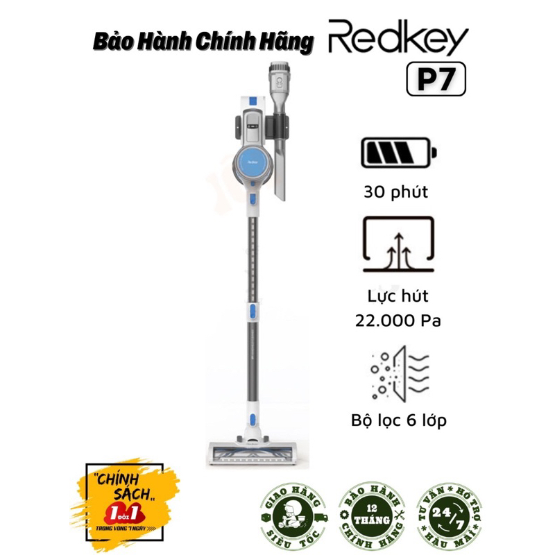 Máy hút bụi không dây cầm tay Xiaomi Redkey P7 , lực hút khủng 22000Pa , Bảo hành 12 tháng