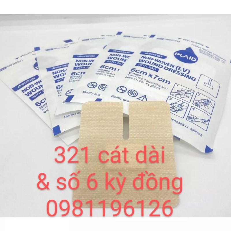 băng keo cố định kim luồn Plavid 6cm*7cm (100miếng)