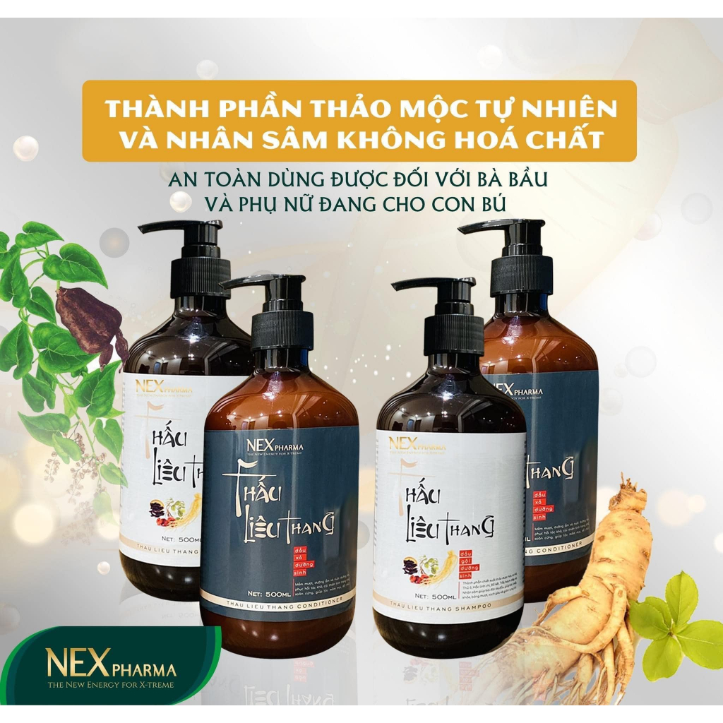 (Xả hàng) 2 CẶP GỘI-XẢ NGĂN RỤNG TÓC + DƯỠNG SINH 100% THẢO DƯỢC THẤU LIÊU THANG