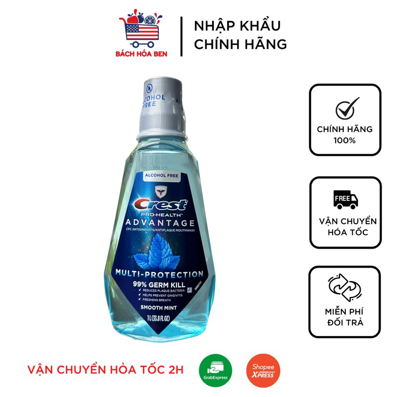 Nước Súc Miệng Crest 3D White 1L Mỹ