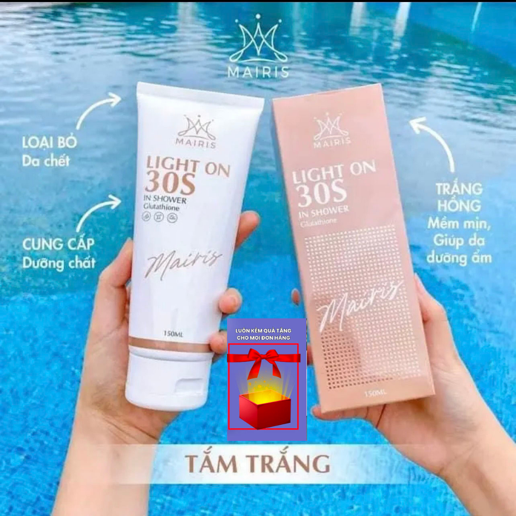 (Tặng Quà) Tắm Trắng Light On 30S Mairis Trắng Da An Toàn Với Glutathione Tắm Trắng 30 giây