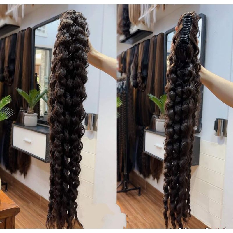 Tóc giả ngoặm đui ngựa gợn sóng nước 80cm