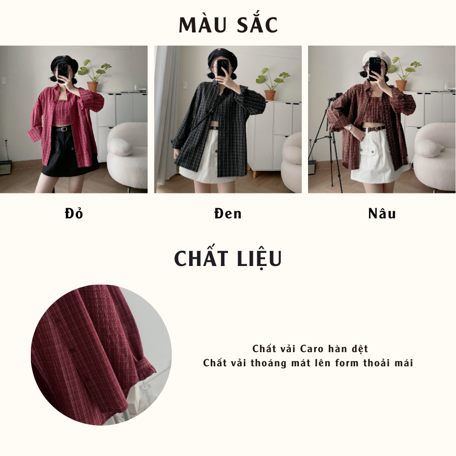 Set combo áo sơ mi + áo 2 dây chất vải caro hàn dệt WOMI 10540 - Jemcloset