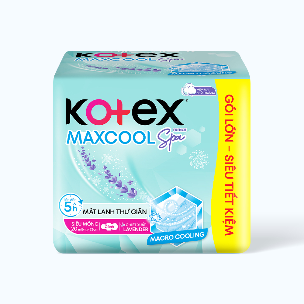 Băng vệ sinh Kotex MaxCool Spa Siêu mỏng có cánh