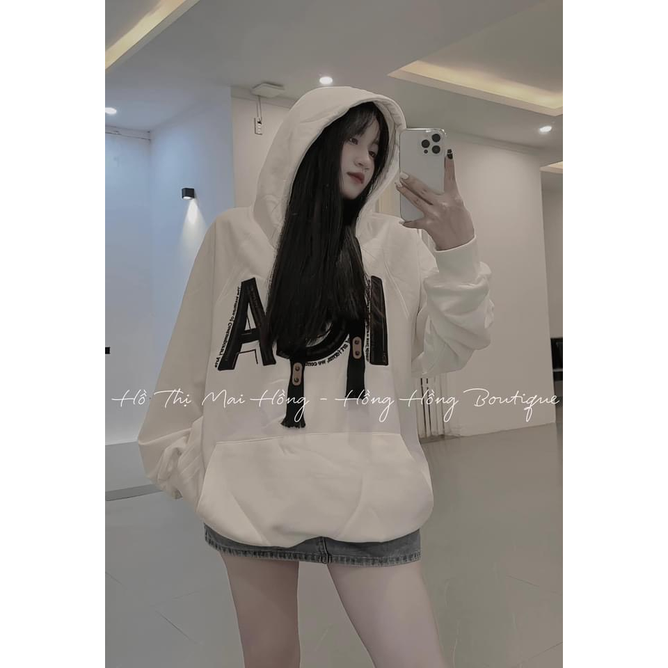 Aó nữ hoodie cao cấp, mũ rộng dây rút siêu ngầu mc