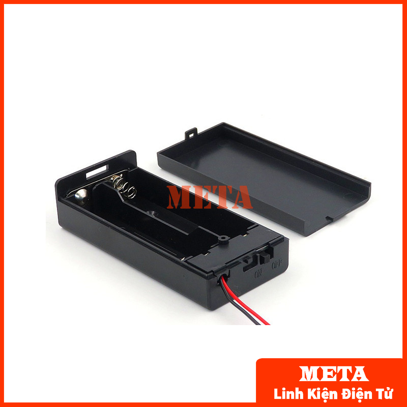 Đế 2 Pin 18650 Có Nắp và Công Tắc ON/OFF