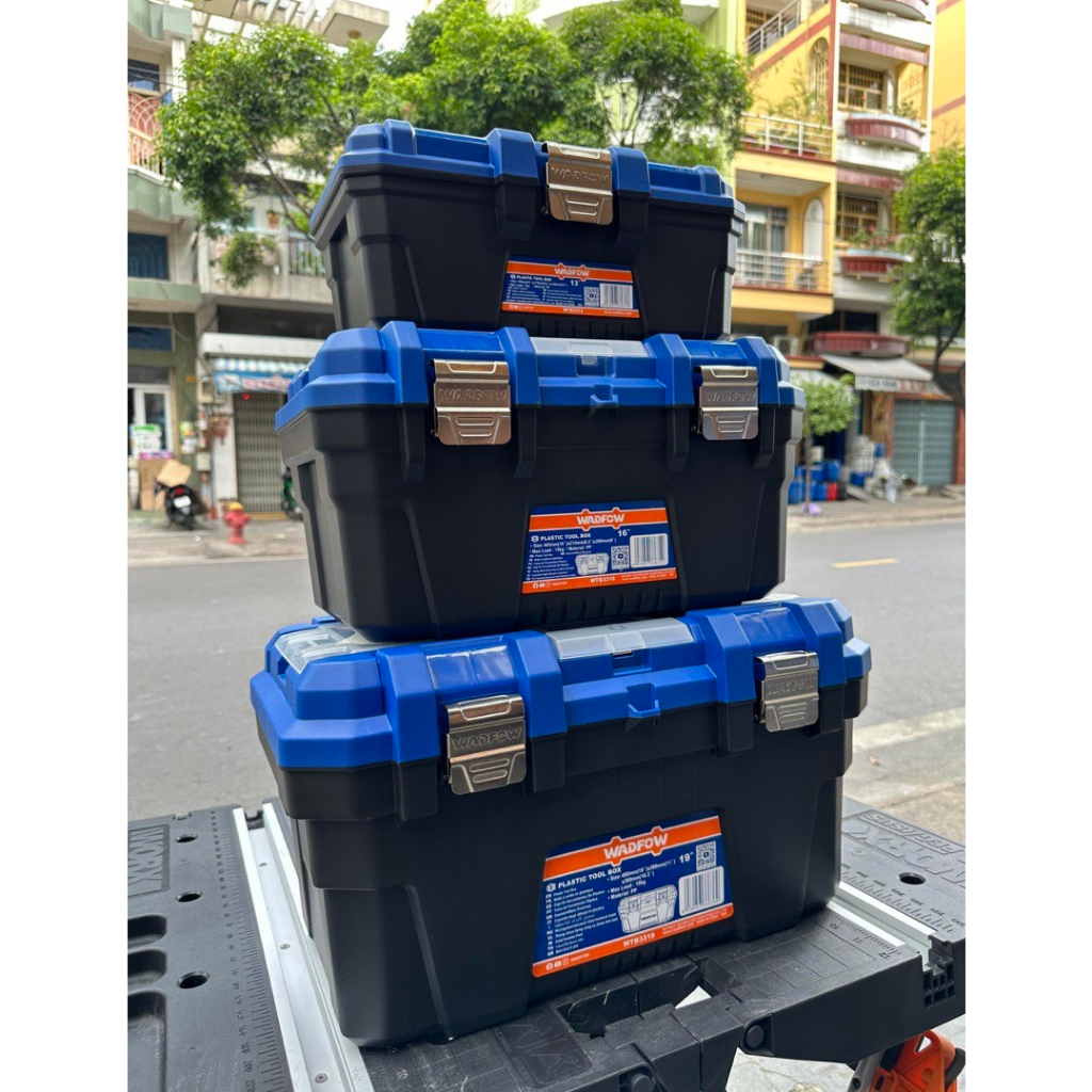 Hộp đựng đồ nghề kích thước 13-19inch Thùng dụng cụ nhựa PP cứng cáp, chịu lực tốt, độ bền cao - WADFOW