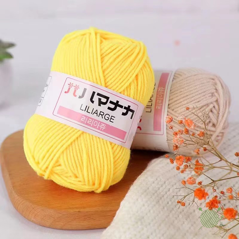 Len Milk Cotton hàn quốc 25gr , cuộn len móc cho người mới nhập môn