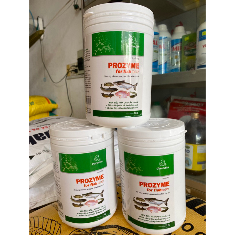 men cho cá ăn prozyme lon 1kg. hổ trợ đường tiêu hoá, tăng trọng mau lớn