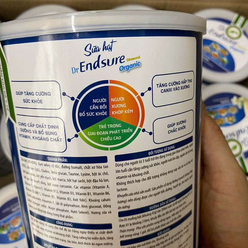 Sữa Hạt ENDSURE GOLD ORGANIC 900g sữa dinh dưỡng cho người ăn kiêng ăn chay tiểu đường