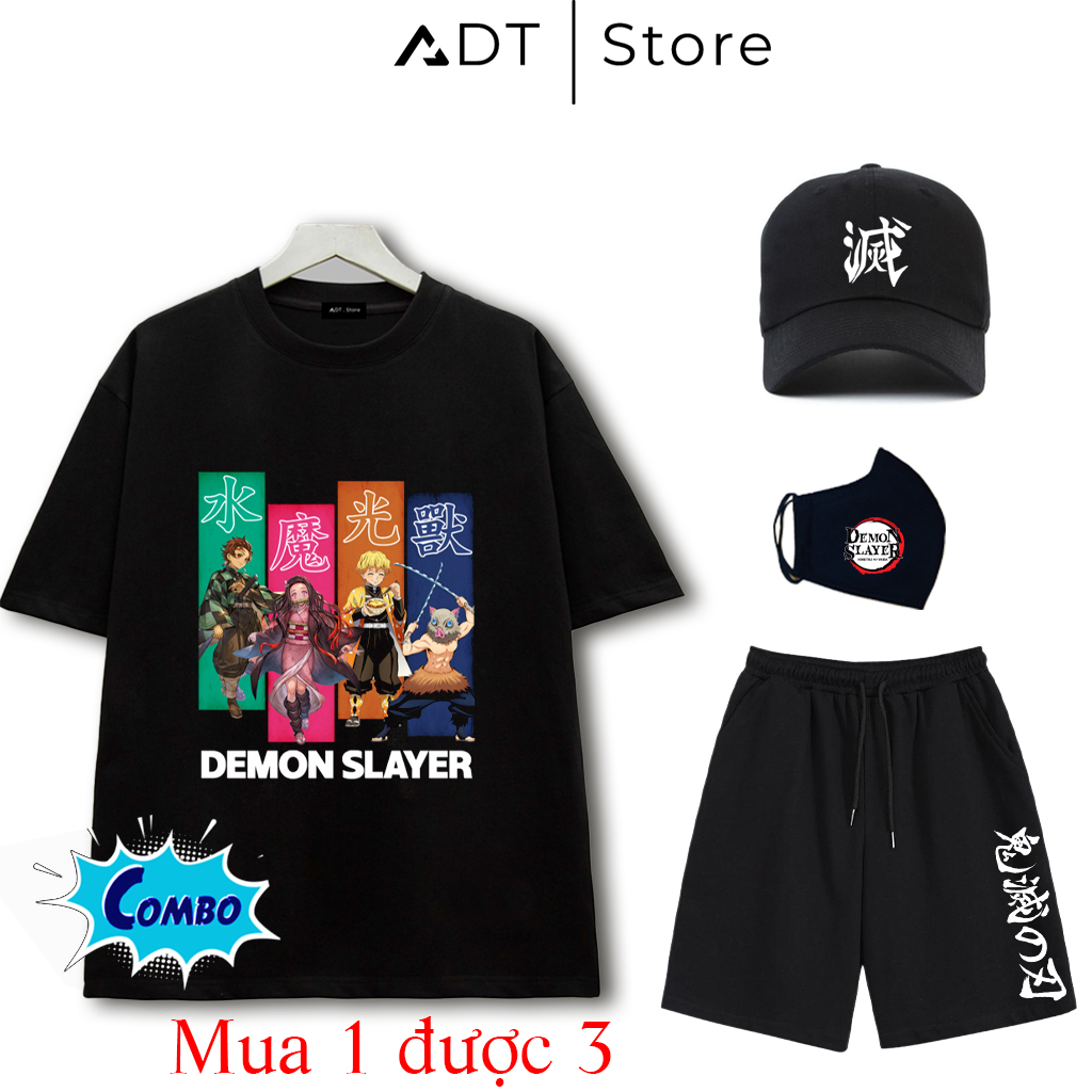 ADTStore x Combo Sát Quỷ - mua 1 được 3 Áo thun Kimetsu no yaiba, áo thun anime in hình Demon Slayer Tanjiro Zenitsu