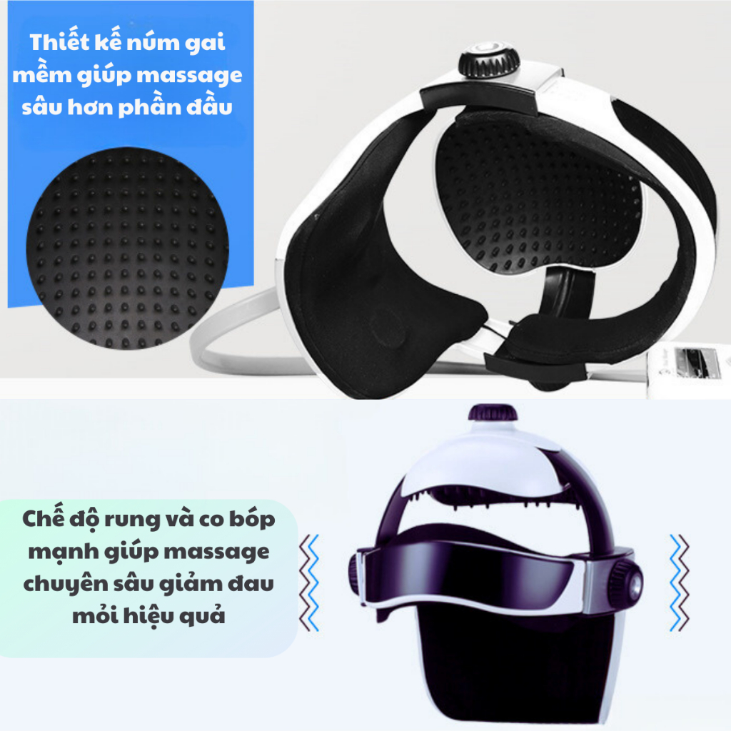Máy Massage Đầu và Gáy Kết Hợp 3 Chế Độ 3 chế độ Nhiệt-Rung-Khí Nén Bảo Hành 12 Tháng