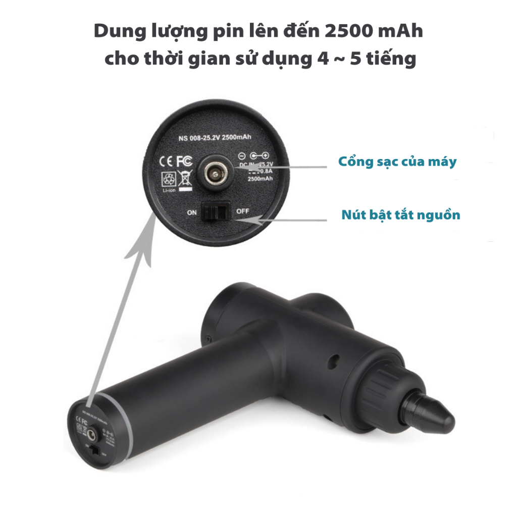 Máy Massage Cầm Tay 6 Đầu 30 Cấp Độ, Màn Hình LCD, Máy Massage Giảm Đau Mỏi Toàn Thân, Cổ Vai Gáy