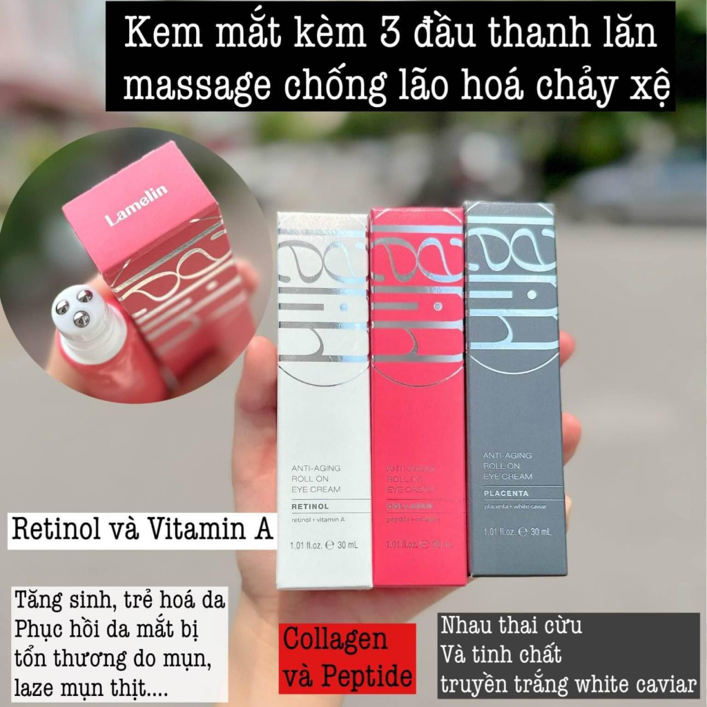 Kem Dưỡng Mắt Kèm 3 Đầu Thanh Lăn Massage LAMELIN
