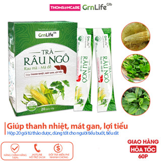 Trà râu ngô rau má mã đề Hộp 20 gói Grnlife giúp thanh nhiệt, mát gan, lợi tiểu - Thomsoncare