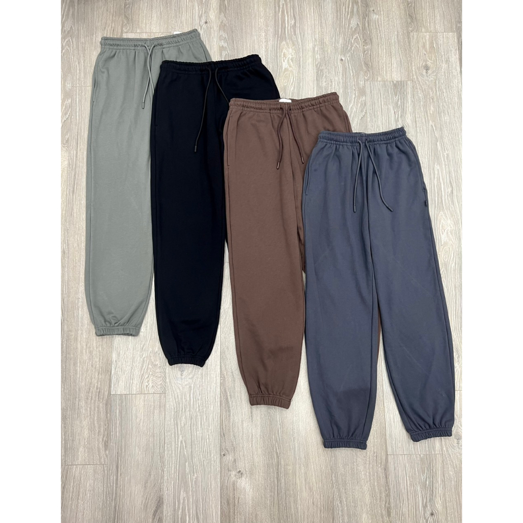 Quần nỉ nam nữ bo chun chân 4 màu