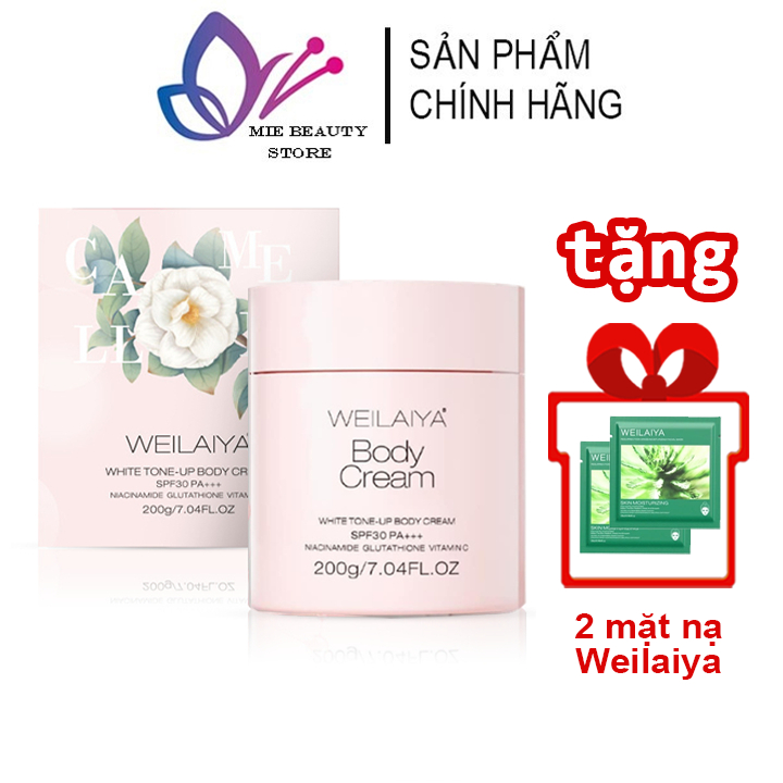 Kem body Weilaiya Cream 200g hương nước hoa giúp dưỡng trắng da căng bóng mịn màng chống nắng SPF30