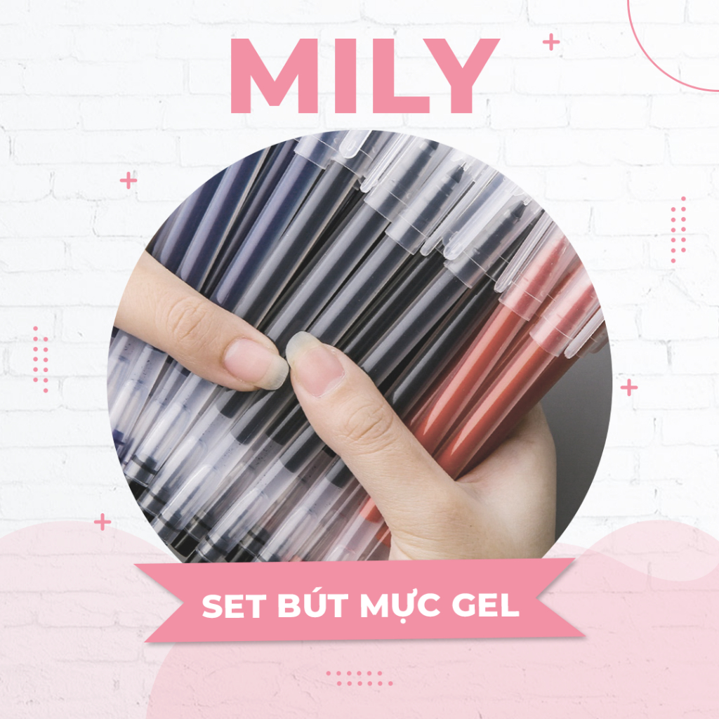 Set 20 chiếc bút gel mực khô nhanh, màu mực xanh, đỏ, đen, ngòi 0.5mm MilyStore, MilyStore31