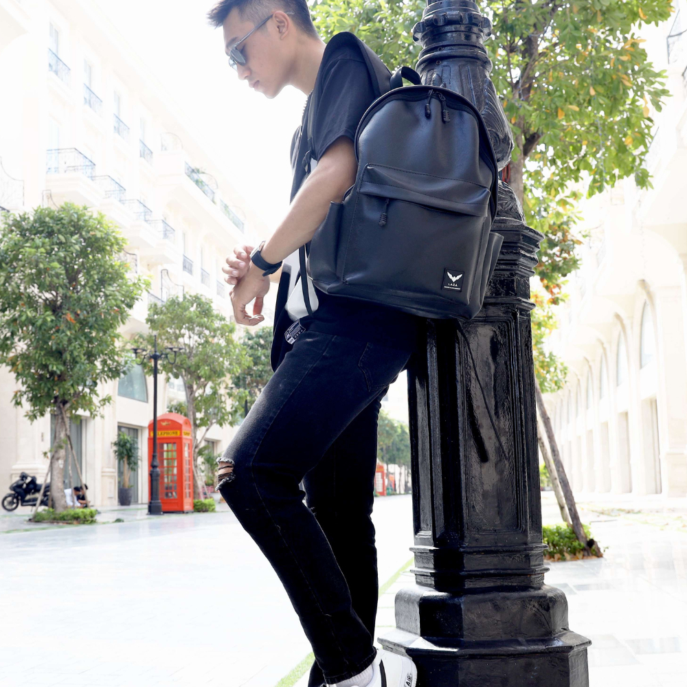 Balo laptop da PU nhập khẩu Organ Backpack 499 - chống thấm nước - Thương hiệu LAZA