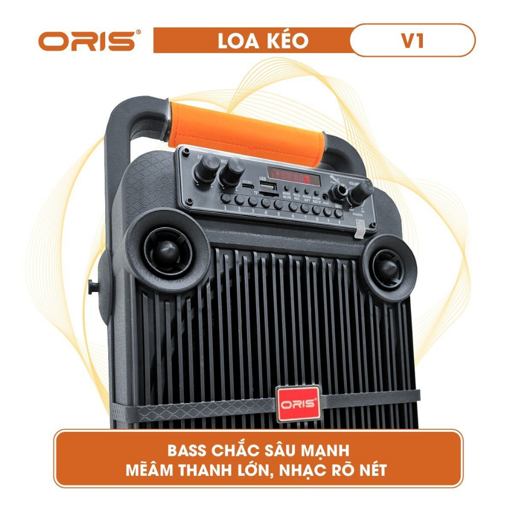 Loa karaoke di động chính hãng ORIS V1, Loa kẹo kéo bluetooth tặng kèm 01 mic sóng UHF - ORIS Professional