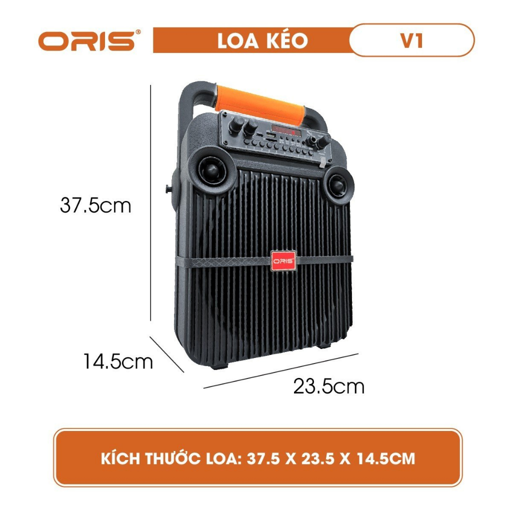 Loa karaoke di động chính hãng ORIS V1, Loa kẹo kéo bluetooth tặng kèm 01 mic sóng UHF - ORIS Professional