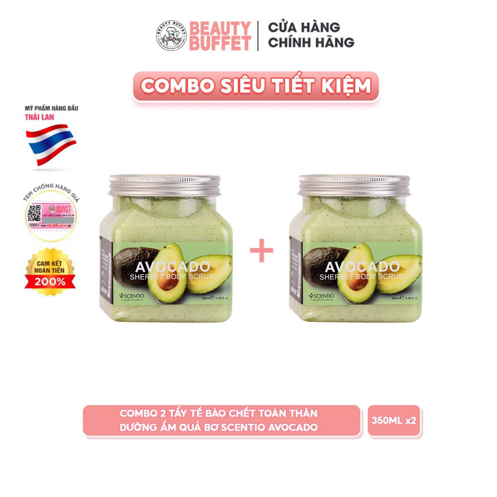 [TIẾT KIỆN HƠN] Combo 2 Tẩy tế bào da chết body dưỡng ẩm quả bơ Beauty Buffet Scentio Avocado Body Scrub 350ml