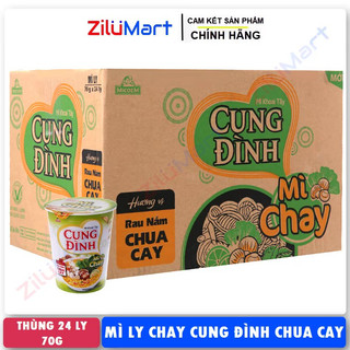 Mì ly chay Cung Đình vị rau nấm chua cay (thùng 24 ly) loại 70g
