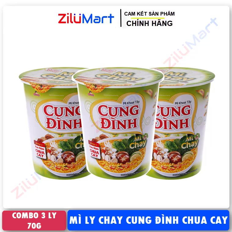 Mì ly chay Cung Đình vị rau nấm chua cay  loại 70g