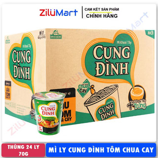 Mì ly khoai tây Cung Đình lẩu tôm chua cay (thùng 24 ly) loại 70g