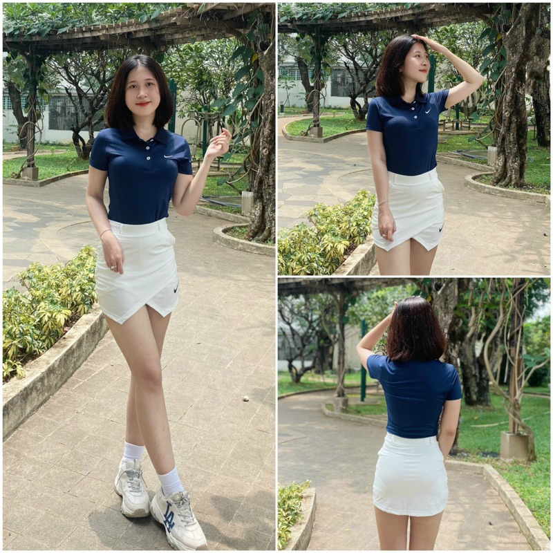 Áo thể thao có cổ nữ, thun co giãn, vải mỏng mát, nhẹ vải, mặc lên thoải mãi không bị bí.