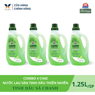 Bộ 4 chai nước lau sàn 365 max botany tinh dầu sả chanh 1.25l làm sạch bóng sàn nhà, ngăn côn trùng, an toàn cho da bé