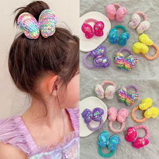 Dây cột tóc cao su đính nơ sequin lấp lánh dễ thương cho bé gái