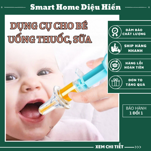 - Dụng cụ uống thuốc, ăn sữa cho bé. 100% silicone cấp y tế, dạng xilanh (MÀU XANH DƯƠNG)