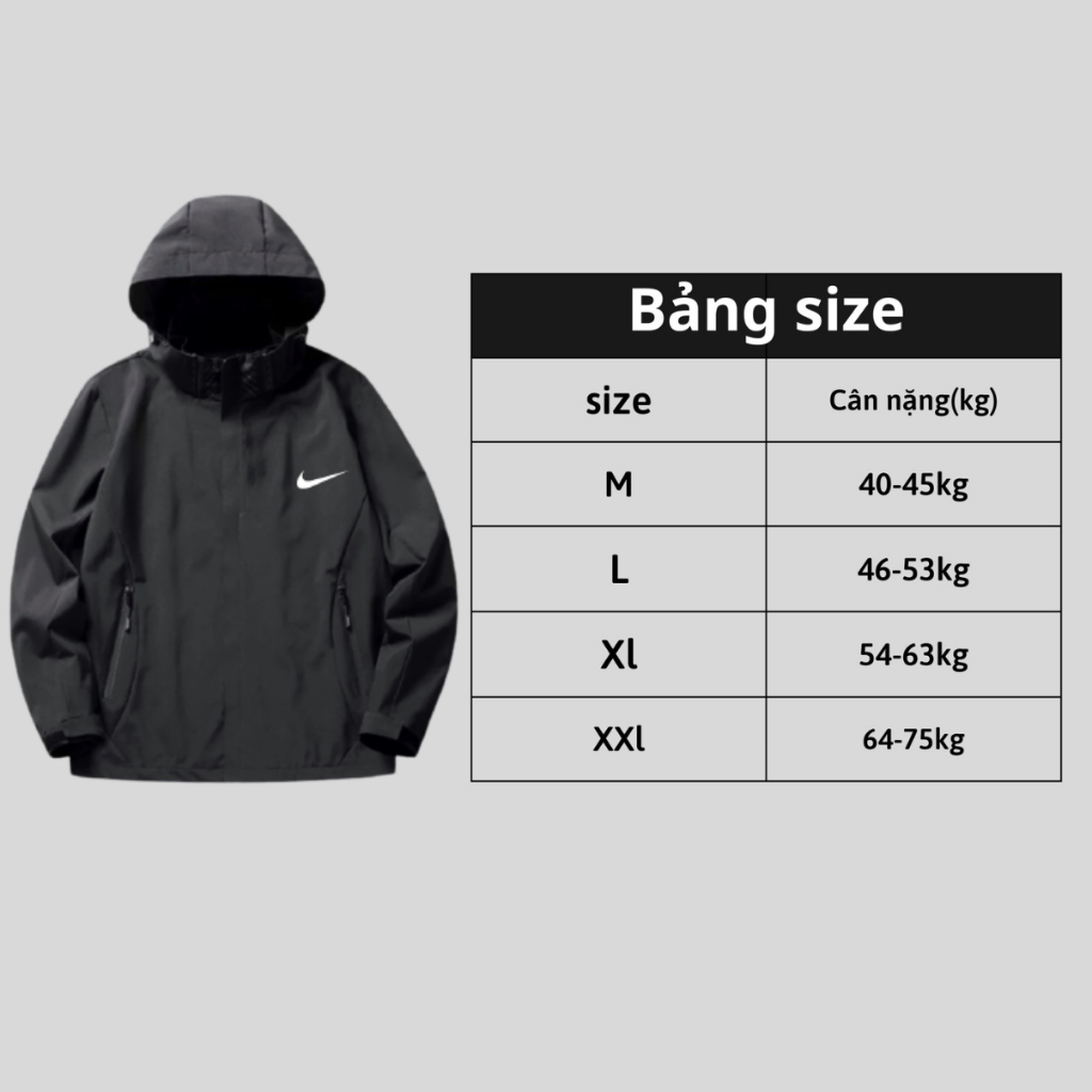 Áo Khoác Nike Nam Nữ,Có Mũ Tháo Rời, Áo Khoác Gió Cao Cấp Latizia.vn M97