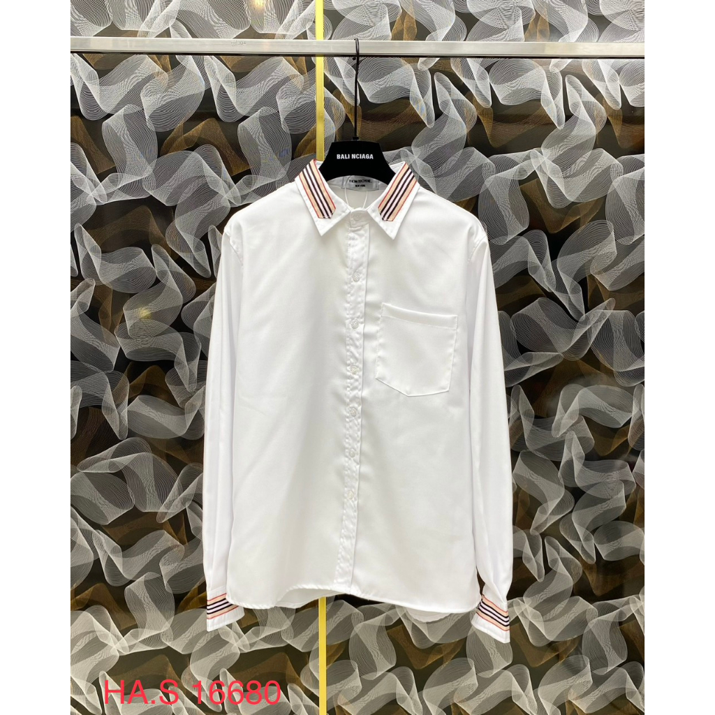 🔥Hot🔥Áo sơ mi Burberry trơn phối cổ thiết kế hot trend Nam Nữ New 2023