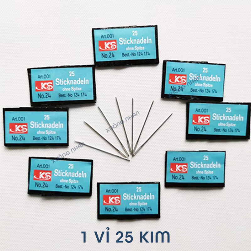 Vỉ 25 kim thêu Đức size 24 và 26 hỗ trợ tranh thêu chữ thập 3D
