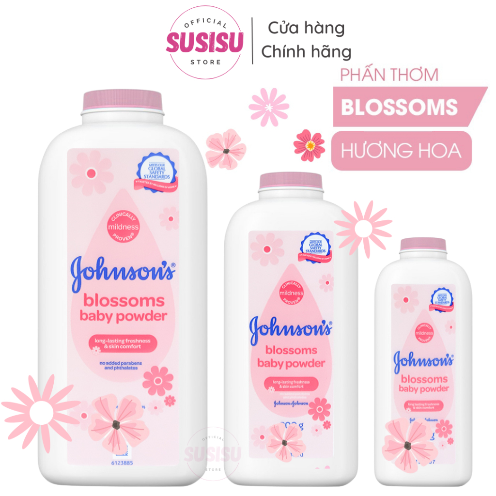Phấn rôm trẻ em JOHNSON Blossoms Baby Powder 100g - 180g - 380g|Phấn rôm cho bé sơ sinh hương hoa thơm