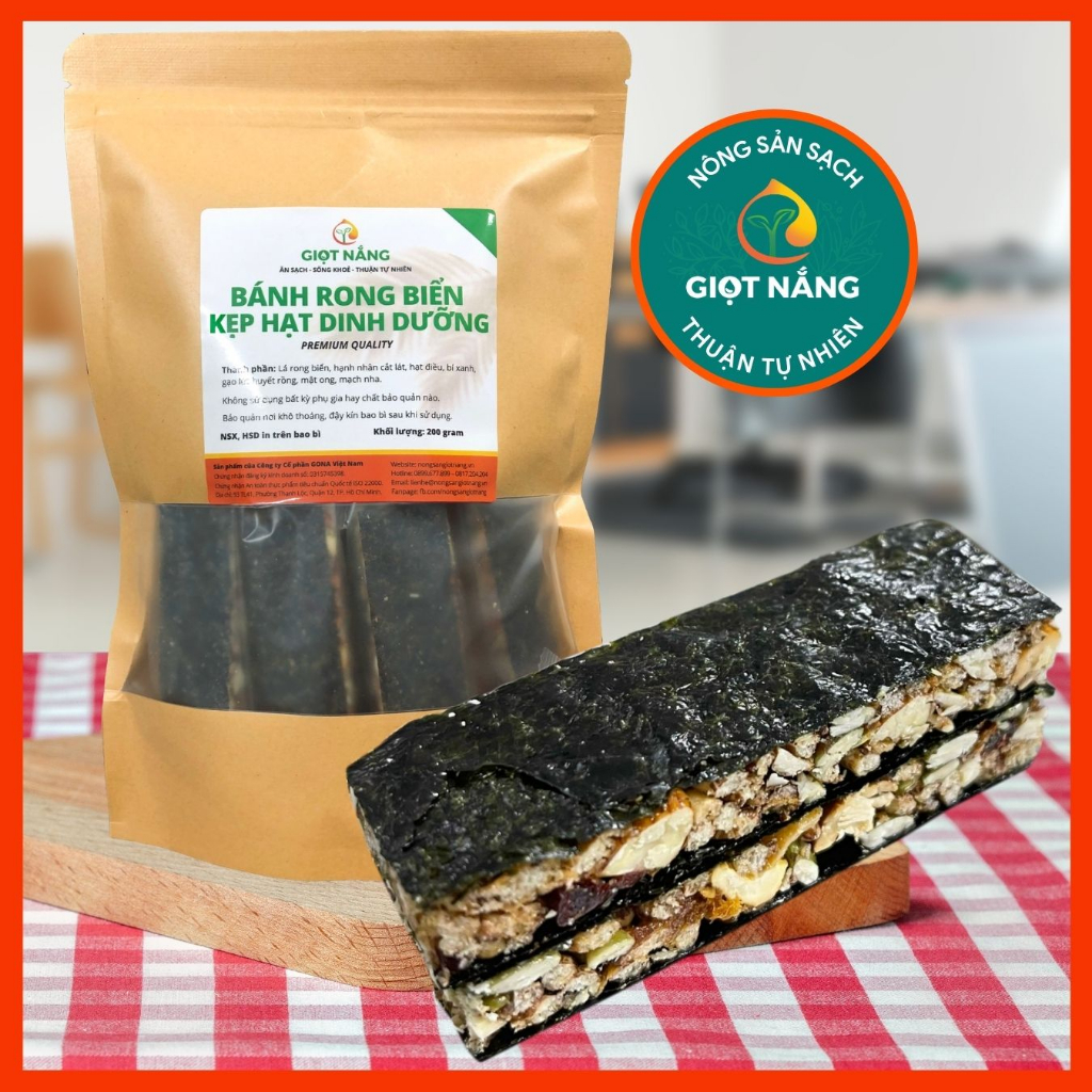 Bánh rong biển kẹp hạt dinh dưỡng loại siêu hạt giảm cân eat clean từ Nông Sản Giọt Nắng