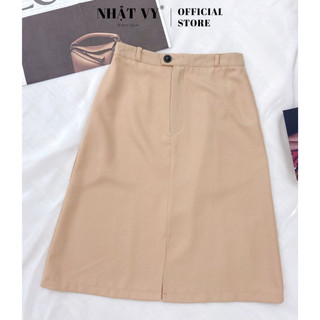 Chân Váy Công Sở NHẬT VY Dáng Chữ A Chất Linen Màu Xanh, Nude, Đen - D2323