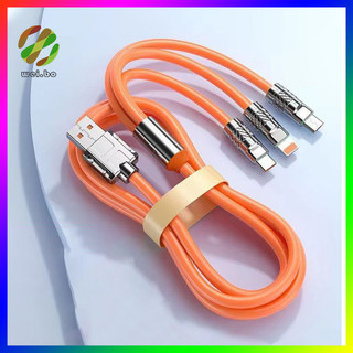 Dây cáp sạc ba trong một dùng cho i- Phone, Android, Type-C - Chất liệu silicone, đầu cáp hợp kim nhôm, sạc nhanh và bền