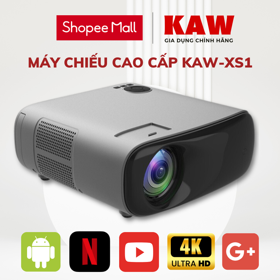 Máy Chiếu 4K Androi KAW XS1 Chiếu Siêu Nét, Máy Chiếu Cao Cấp Chính Hãng, Xem Phim Giải Trí, Dạy Học, Văn Phòng, Đa Năng
