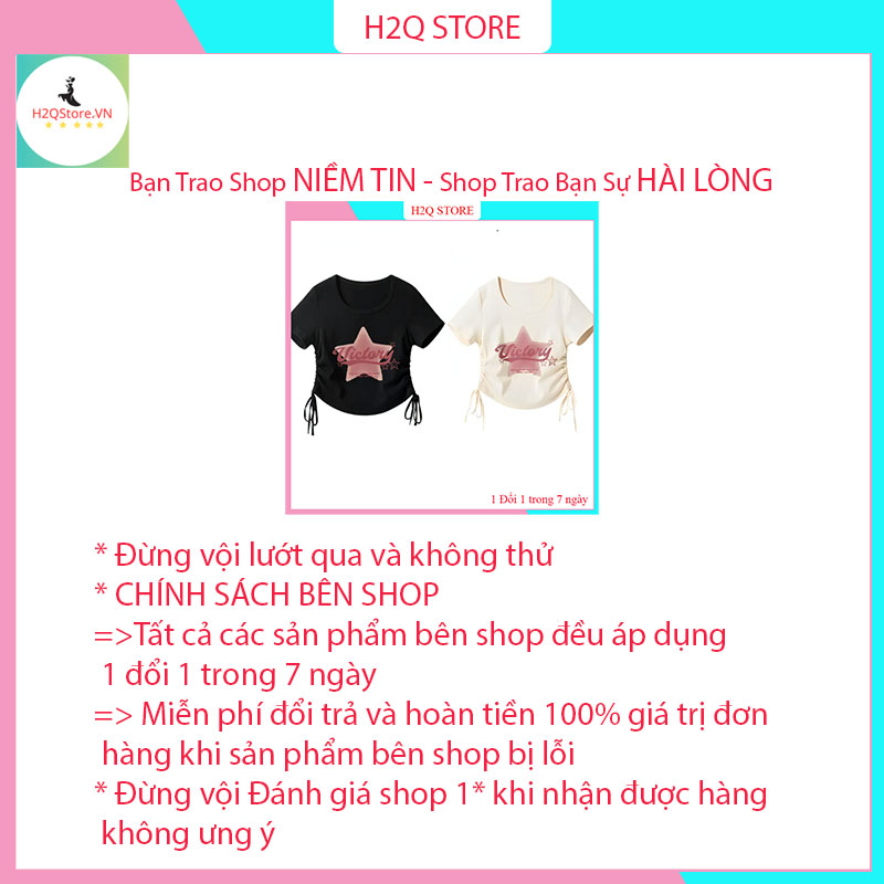 Áo croptop nữ, Áo thun tay ngắn cổ tron thiết kế dây rút 2 bên vải thun bozip co giãn in họa tiết HATCN3